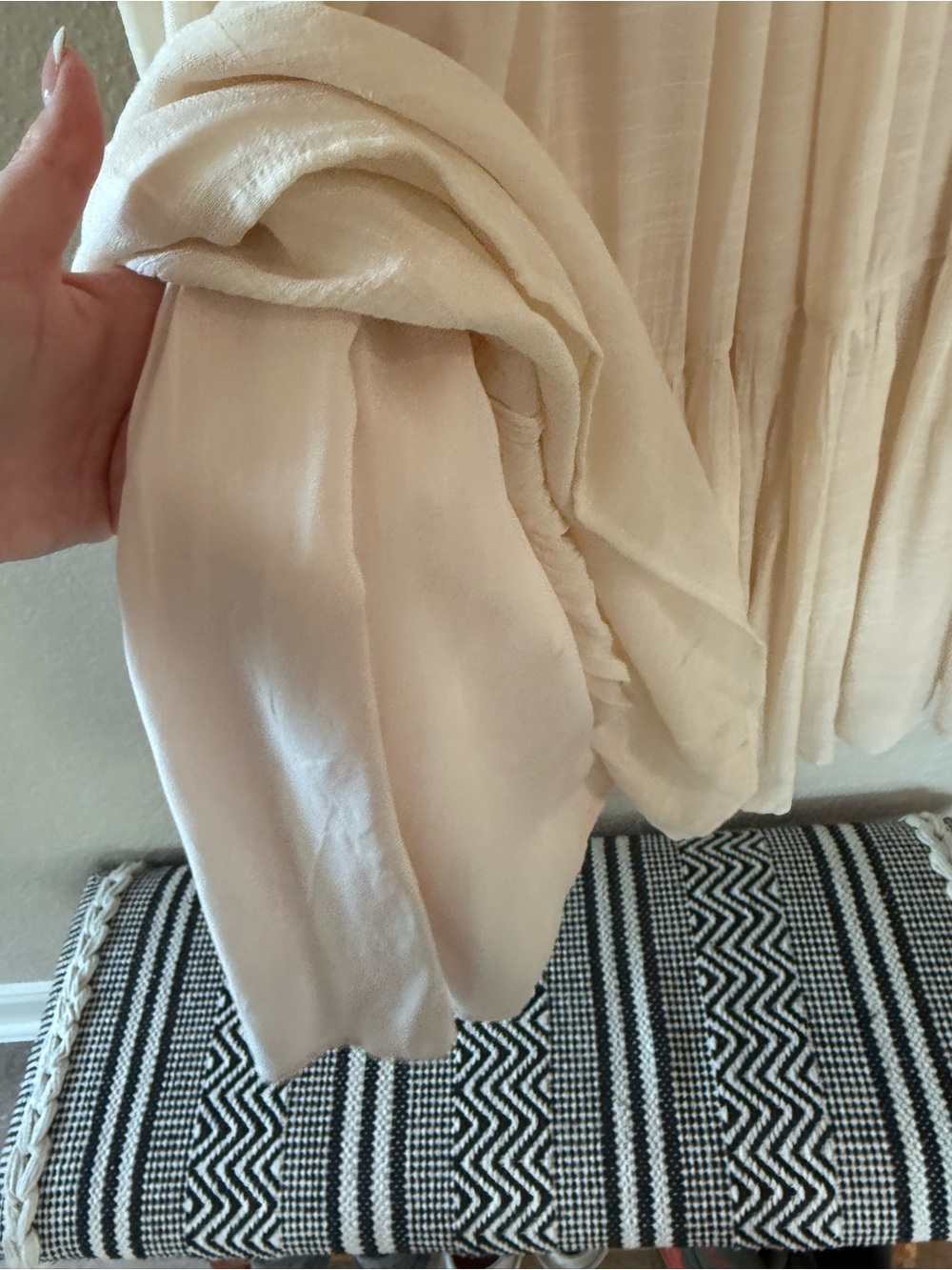 NWT Aakaa Smocked Waist Cream Tiered Maxi Skirt (m) - Picture 5 of 6